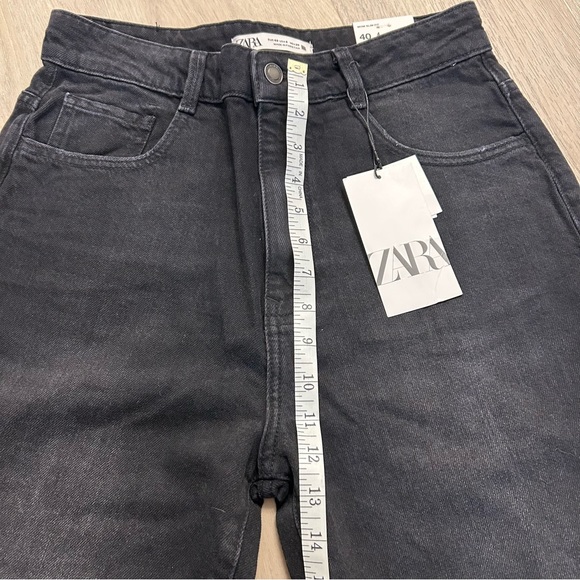 Zara NWT HIGH WAIST, SLIM MOM LEG - ANKLE LENGTH - STRETCH Black Jeans - Picture 7 of 14